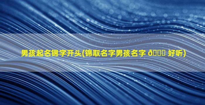 男孩起名锦字开头(锦取名字男孩名字 🐒 好听)